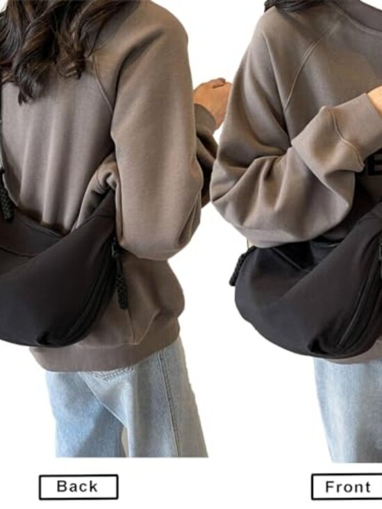 Sanxiner Handbags - Sanxiner Crescent Bag for Women Men Nylon Crossbody Bags Multi-Pocket Sling Bag